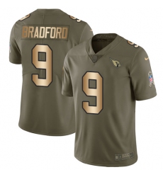 Nike Cardinals #9 Sam Bradford Olive Gold Youth Stitched NFL Limited 2017 Salute to Service Jersey