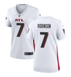 Women Atlanta Falcons 7 Bijan Robinson White 2023 Draft Stitched Jersey