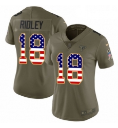 Womens Nike Atlanta Falcons 18 Calvin Ridley Limited Olive USA Flag 2017 Salute to Service NFL Jersey
