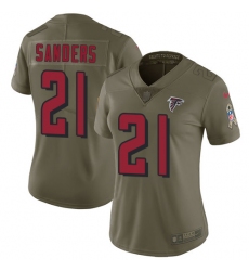 Womens Nike Falcons #21 Deion Sanders Olive  Stitched NFL Limited 2017 Salute to Service Jersey