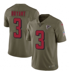 Youth Nike Falcons #3 Matt Bryant Olive Stitched NFL Limited 2017 Salute to Service Jersey