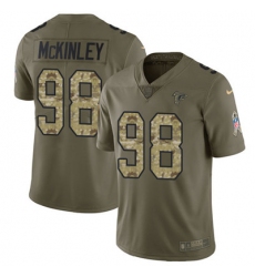 Youth Nike Falcons #98 Takkarist McKinley Olive Camo Stitched NFL Limited 2017 Salute to Service Jersey