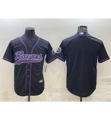 Men Baltimore Ravens Blank Black With Patch Cool Base Stitched Baseball Jersey
