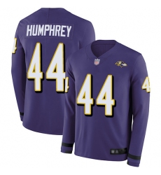 Ravens 44 Marlon Humphrey Purple Team Color Mens Stitched Football Limited Therma Long Sleeve Jers