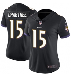 Nike Ravens #15 Michael Crabtree Black Alternate Womens Stitched NFL Vapor Untouchable Limited Jersey