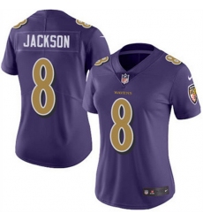 Women Baltimore Ravens 8 Lamar Jackson Purple Color Rush Limited NFL Jersey