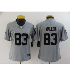 Women Los Angeles Raiders #83 Darren Waller Limited Silver Inverted Legend Football Jersey