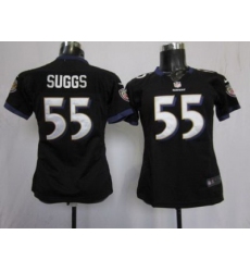 Women Nike Baltimore Ravens #55 Terrell Suggs Black Nike NFL Jerseys