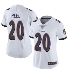 Women Ravens 20 Ed Reed White Stitched Football Vapor Untouchable Limited Jersey