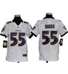 Youth Nike Baltimore Ravens #55 Terrell Suggs White Nike NFL Jerseys