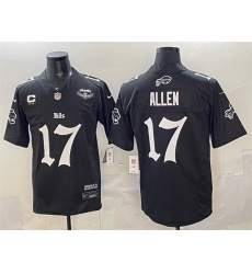 Men Buffalo Bills 17 Josh Allen Black 2025 F U S E   27Gothic Cold Front Edition 27 With Farewell Patch  26 4 Star C Patch Vapor Limited Stitched Football 