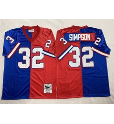 Men Buffalo Bills 32 O J Simpson Blue Red Splite Throwback Stitched Jersey Men Buffalo Bills 32 O J Simpson Blue Red Splite Throwback Stitched Jersey