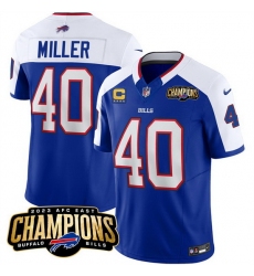 Men Buffalo Bills 40 Von Miller Blue White 2023 F U S E  AFC East Champions With 4 Star C Ptach Stitched Football Jersey