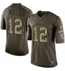 Mens Nike Buffalo Bills 12 Jim Kelly Limited Green Salute to Service NFL Jersey