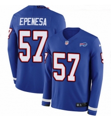 Nike Bills 57 A J  Epenesas Royal Blue Team Color Men Stitched NFL Limited Therma Long Sleeve Jersey