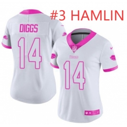 Women Buffalo Bills HAMLIN #3 White Pink Color Rush Fashion NFL Nike Limited Jersey
