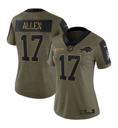 Women's Buffalo Bills Josh Allen Nike Olive 2021 Salute To Service Limited Player Jersey