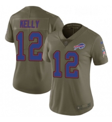 Womens Nike Buffalo Bills 12 Jim Kelly Limited Olive 2017 Salute to Service NFL Jersey