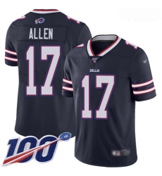 Bills #17 Josh Allen Navy Youth Stitched Football Limited Inverted Legend 100th Season Jersey