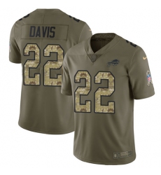 Nike Bills #22 Vontae Davis Olive Camo Youth Stitched NFL Limited 2017 Salute to Service Jersey