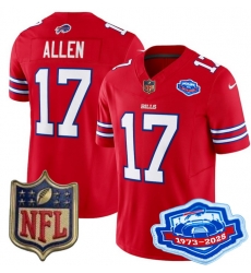 Youth Buffalo Bills 17 Josh Allen Red 2025 F U S E Farewell Season Gold Shield Patch Stitched Football Jersey Youth Buffalo Bills 17 Josh Allen Red 2025 F U S E Farewell Season Gold Shield Patch Stitched Football Jersey