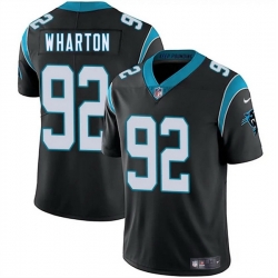 Men Carolina Panthers 92 Tershawn Wharton Black 2025 Vapor Limited Stitched Football Jersey