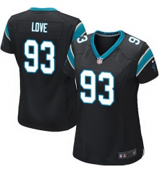 Nike Panthers #93 Jason Trusnik Black Team Color Women Stitched NFL Jersey