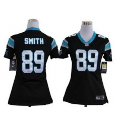Women Nike Carolina Panthers #89 Steve Smith Black Nike NFL Jerseys