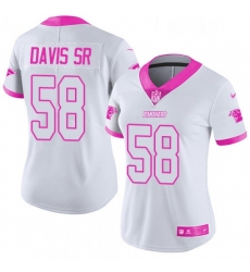 Womens Nike Carolina Panthers 58 Thomas Davis Limited WhitePink Rush Fashion NFL Jersey