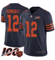 Men Chicago Bears 12 Allen Robinson Limited Navy Blue Rush Vapor Untouchable 100th Season Football Jersey