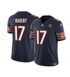 Men Chicago Bears 17 Tyson Bagent Navy 2023 F U S E  With John Madden Patch Vapor Limited Stitched Football Jersey