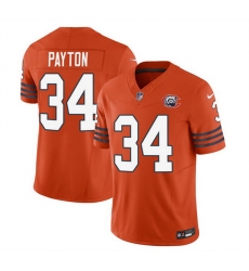 Men Chicago Bears 34 Walter Payton Orange 2023 F U S E  Throwback Limited Stitched Football Jersey
