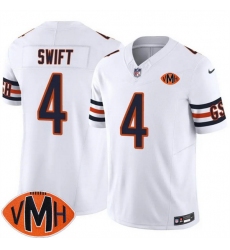 Men Chicago Bears 4 D 27Andre Swift White 2025 F U S E  With Illinois and VMH Patch Vapor Untouchable Limited Stitched Football Jersey