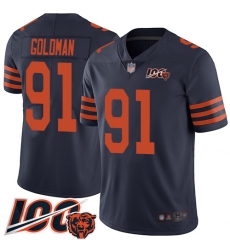 Men Chicago Bears 91 Eddie Goldman Limited Navy Blue Rush Vapor Untouchable 100th Season Football Jersey