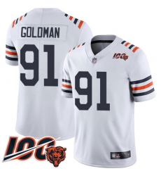 Men Chicago Bears 91 Eddie Goldman White 100th Season Limited Football Jersey