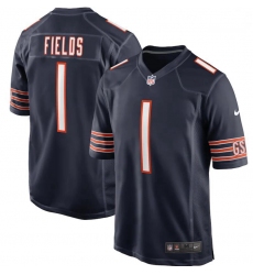 Men Nike Justin Fields Navy Chicago Bears 2021 NFL Draft First Round Pick Game Jersey