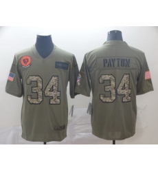 Nike Bears 34 Walter Payton 2019 Olive Camo Salute To Service Limited Jersey