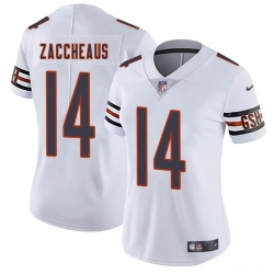 Women Chicago Bears 14 Olamide Zaccheaus White 2025 Vapor Stitched Jersey