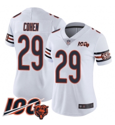 Women Chicago Bears 29 Tarik Cohen White Vapor Untouchable Limited Player 100th Season Football Jersey