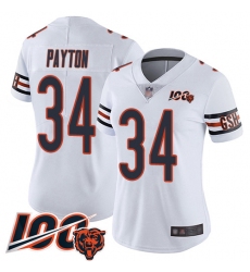 Women Chicago Bears 34 Walter Payton White Vapor Untouchable Limited Player 100th Season Football Jersey