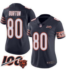 Women Chicago Bears 80 Trey Burton Navy Blue Team Color 100th Season Limited Football Jersey