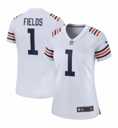 Women's Chicago Bears #1 Justin Fields Nike White 2021 NFL Draft First Round Pick Alternate Classic Limited Jersey