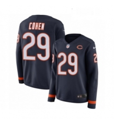 Womens Nike Chicago Bears 29 Tarik Cohen Limited Navy Blue Therma Long Sleeve NFL Jersey