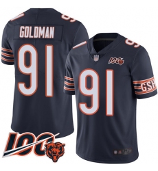 Youth Chicago Bears 91 Eddie Goldman Navy Blue Team Color 100th Season Limited Football Jersey