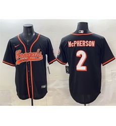 Men Cincinnati Bengals 2 Evan McPherson Black With Patch Cool Base Stitched Baseball Jersey
