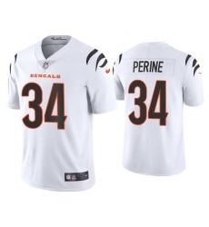 Men Cincinnati Bengals 34 Samaje Perine 2021 White Vapor Untouchable Limited Stitched Jersey