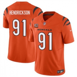 Men Cincinnati Bengals 91 Trey Hendrickson Orange 2025 F U S E  With 1 Star C Patch Vapor Untouchable Limited Stitched Football Jersey