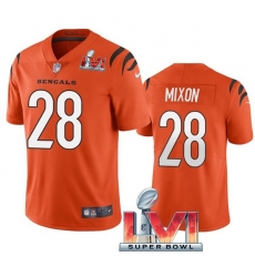 Nike Cincinati Bengals 28 Joe Mixon Orange 2022 Super Bowl LVI Vapor Limited Jersey