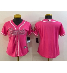 Women Cincinnati Bengals Blank Pink With Patch Cool Base Stitched Baseball Jersey