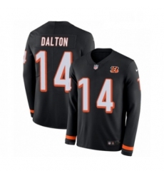 Youth Nike Cincinnati Bengals 14 Andy Dalton Limited Black Therma Long Sleeve NFL Jersey